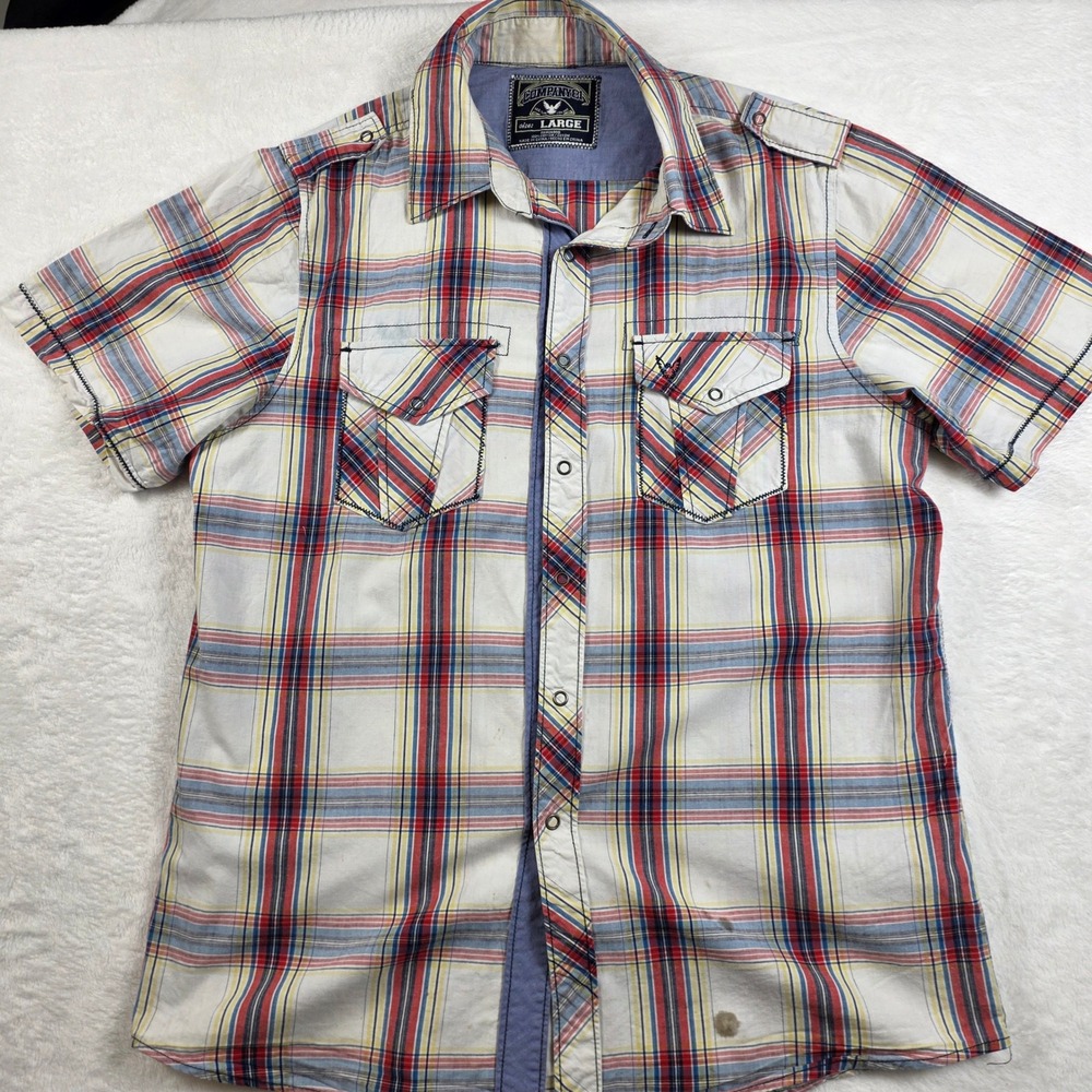 Company 81 Plaid Snap Front Shirt Mens Large‎ Multi-Color Fair Western Epaulets